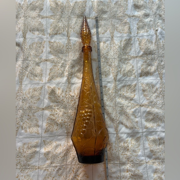 Amber Italian Empoli Textural Glass Bottle w/Glass Stopper